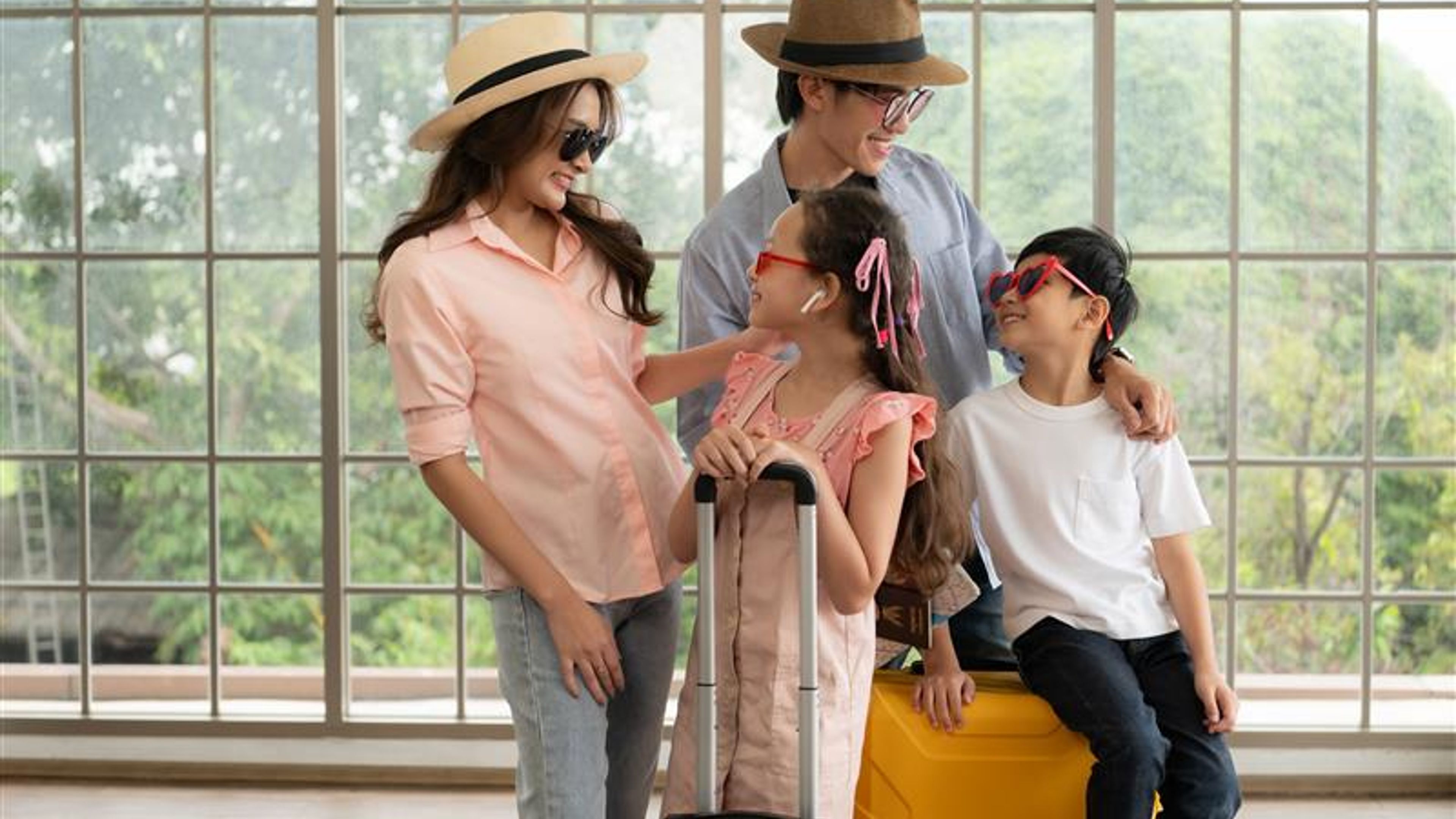A family getting ready for a trip 