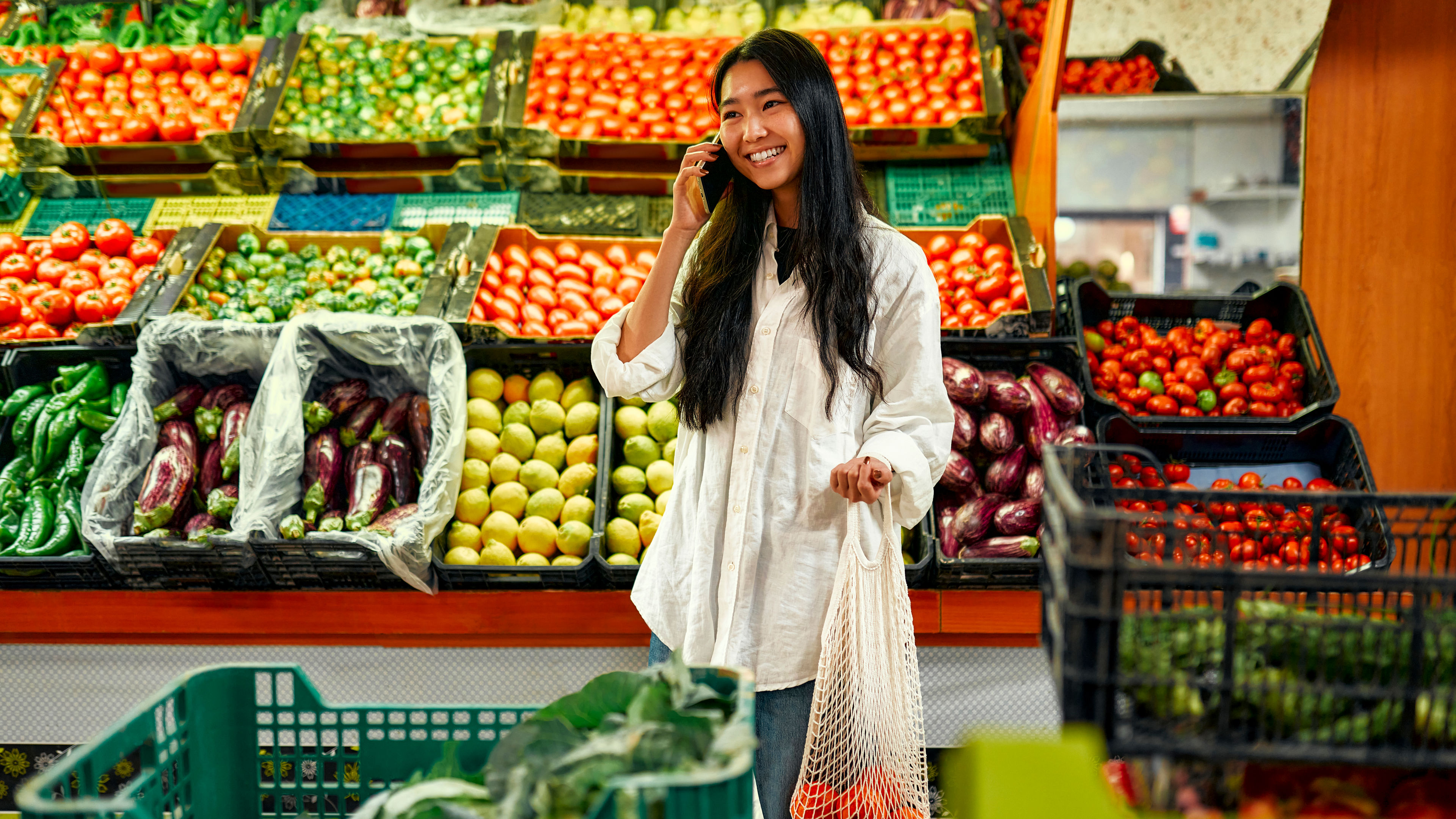 At the fruit and vegetable store 